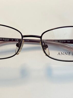 Anne Klein Purple and Pink Oval Metal Eyeglasses